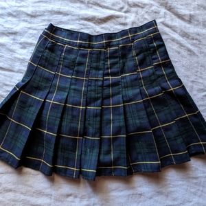 Navy, Green Plaid Mini Skirt/ Skort